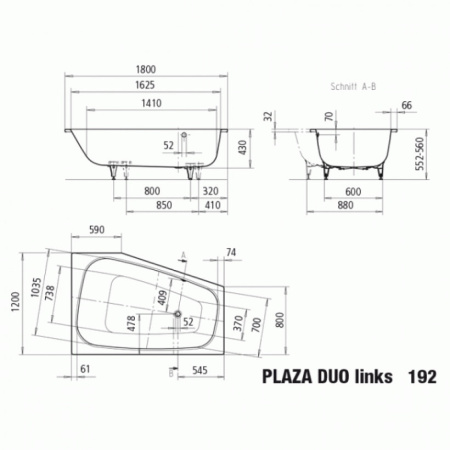 Ванна стальная (180x120) Kaldewei PLAZA DUO 237200010001